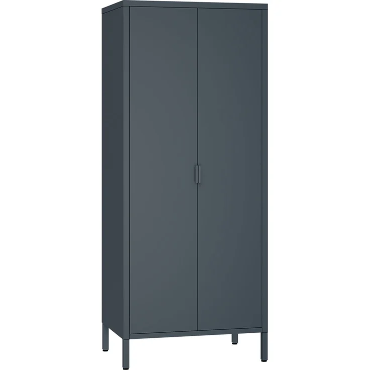 skølm 'Ituri' Kleiderschrank, Metall, 170x45x80 cm, anthrazit, Garderobe mit 4 Fächern und 2 Kleiderstangen – Bild 2