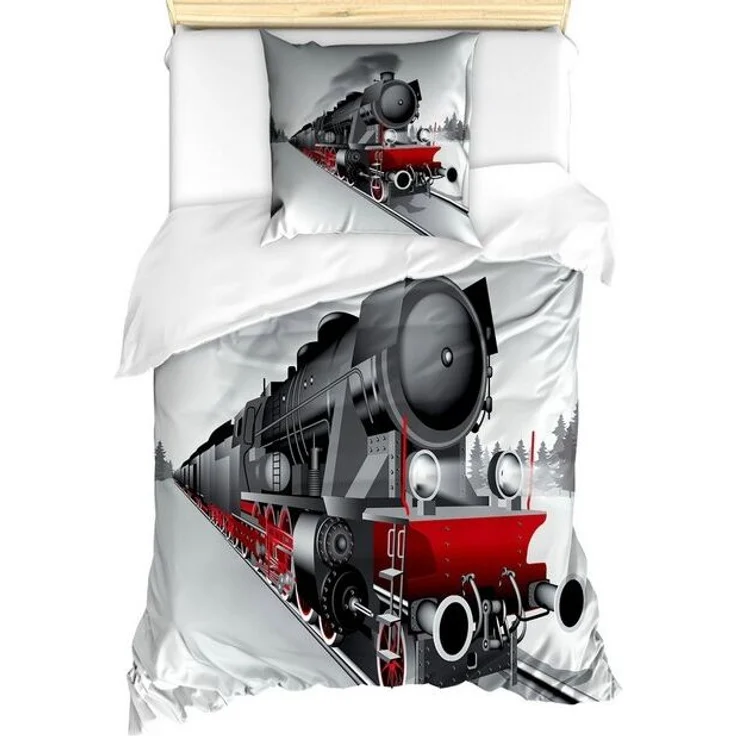 Abakuhaus Bettwäsche Milbensicher Allergiker geeignet mit Kissenbezug, Microfaser, Dampfmaschine Bahnzug Kunst – Bild 2
