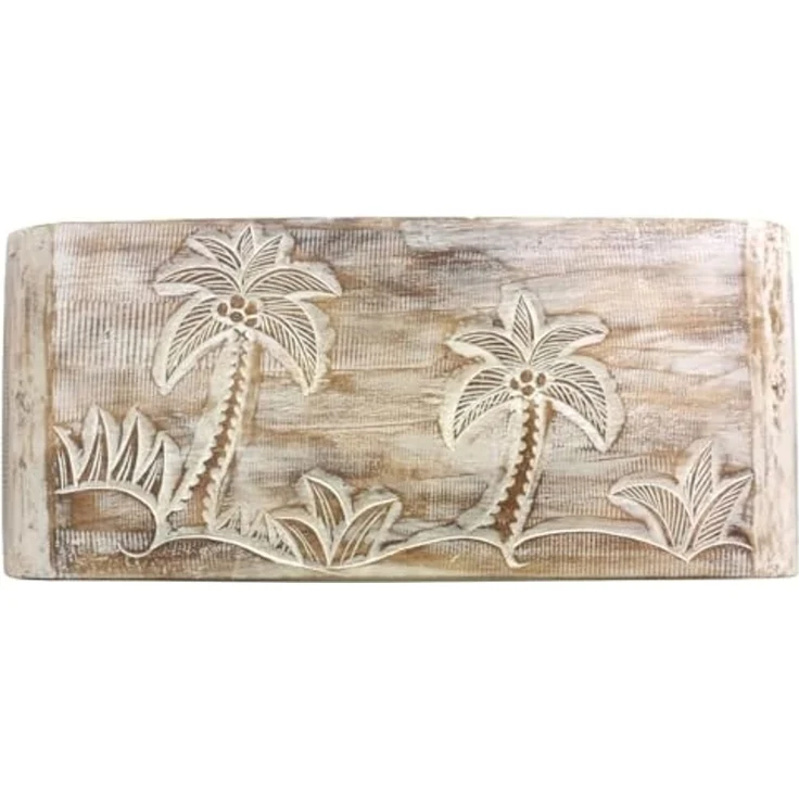 Oriental Galerie Beistelltisch Beitelltisch Brückentisch Palmen Natur Weiß Mittel, Nachttisch, Couchtisch, Laptoptisch – Bild 3