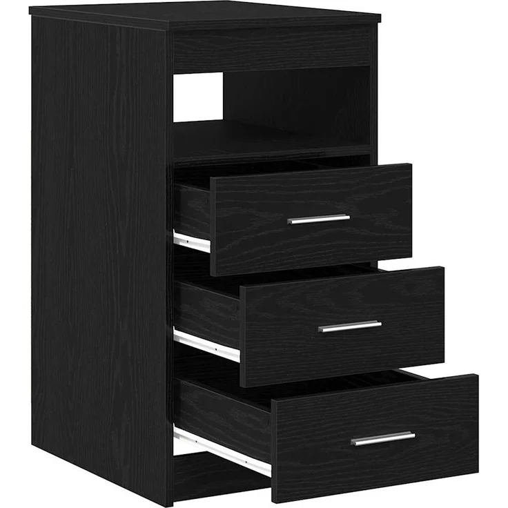 vidaXL Schubladenschrank Schwarz Eichen-Optik 40x50x76cm Holzwerkstoff 862009 – Bild 4