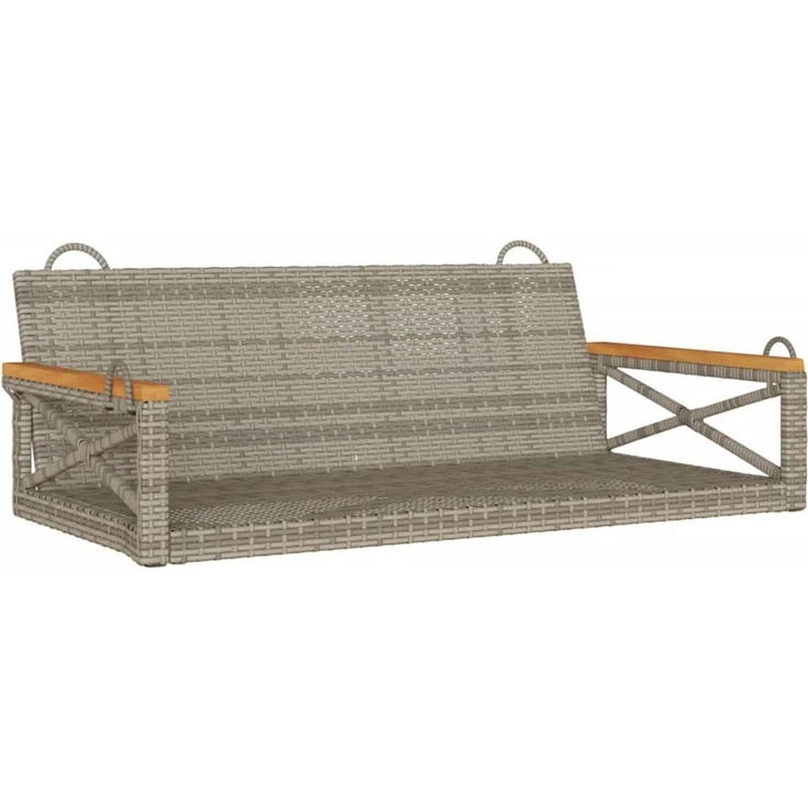 vidaXL Hängebank Grau 109x62x40 cm Poly Rattan 368153 – Bild 2