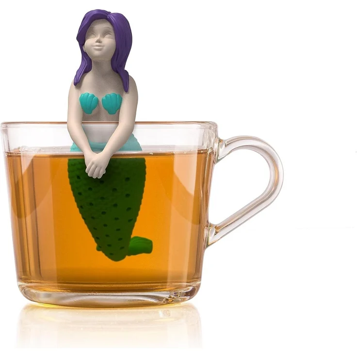 WestCraft Teesieb Cute Animal Tee-Sieb, Tee Ei, Tea Infuser, Teekugel Silikon Mermaid, Silikon, (1-St), Lustige Tee-Ei-Tier-Figuren, Zur Zubereitung von 1 Tasse losen Tee – Bild 1