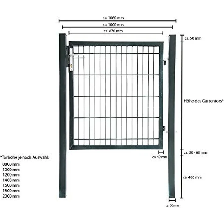 HOME DELUXE Gartentor für Doppelstabmattenzaun PORTARIUS - 200 cm Grün – Bild 7