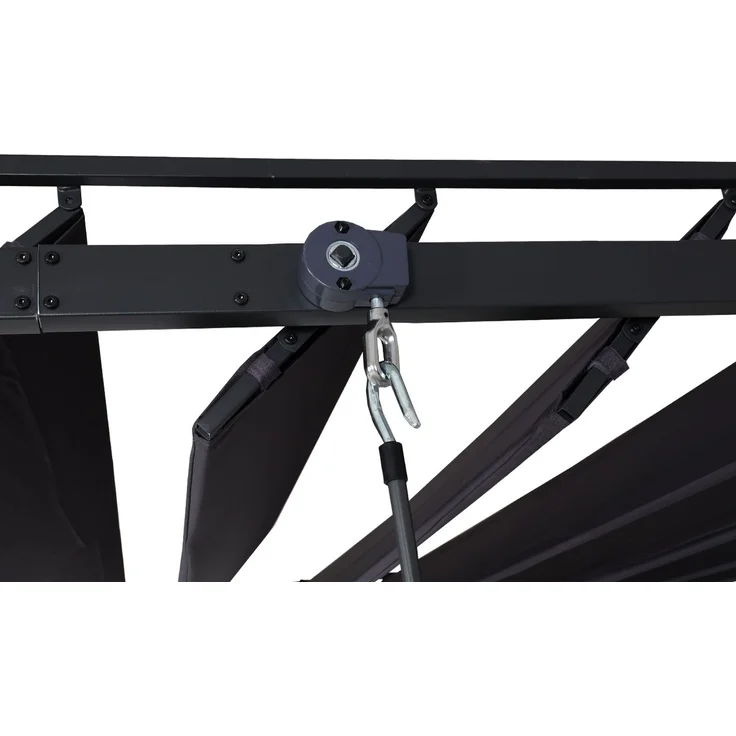 Pergola HWC-L40, Garten Lamellen-Pavillon Terrassenüberdachung, 8cm-Alu-Gestell Stoff/Textil, 3x3m anthrazit – Bild 6