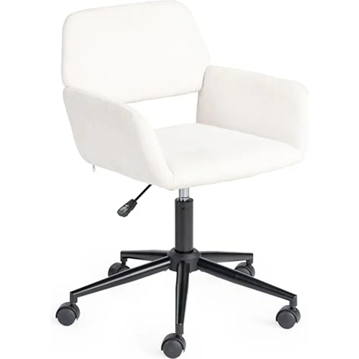 FurnitureR Beige Drehbarer Hocker, Moderne Ergonomie, Chenille-Polsterung, Höhenverstellbar, Platzsparende Möbel, Komfortabler Sitz, Home & Office – Bild 4
