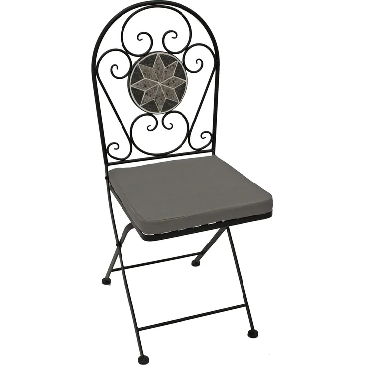 DEGAMO SIENA Balkonklappstuhl, Metall + Mosaik, schwarz/grau, 40cm 2-er Set – Bild 3