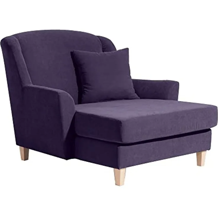 XXL Sessel Karil Bezug Veloursstoff Buche natur / violett 21896
