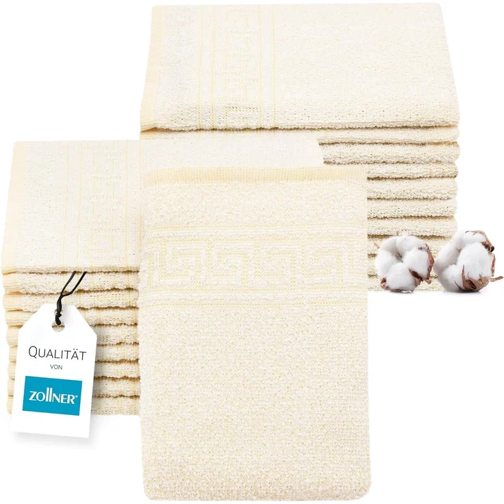 ZOLLNER Waschhandschuhe 20er Set, Baumwollmix, gelb, 16x22 cm – Bild 1
