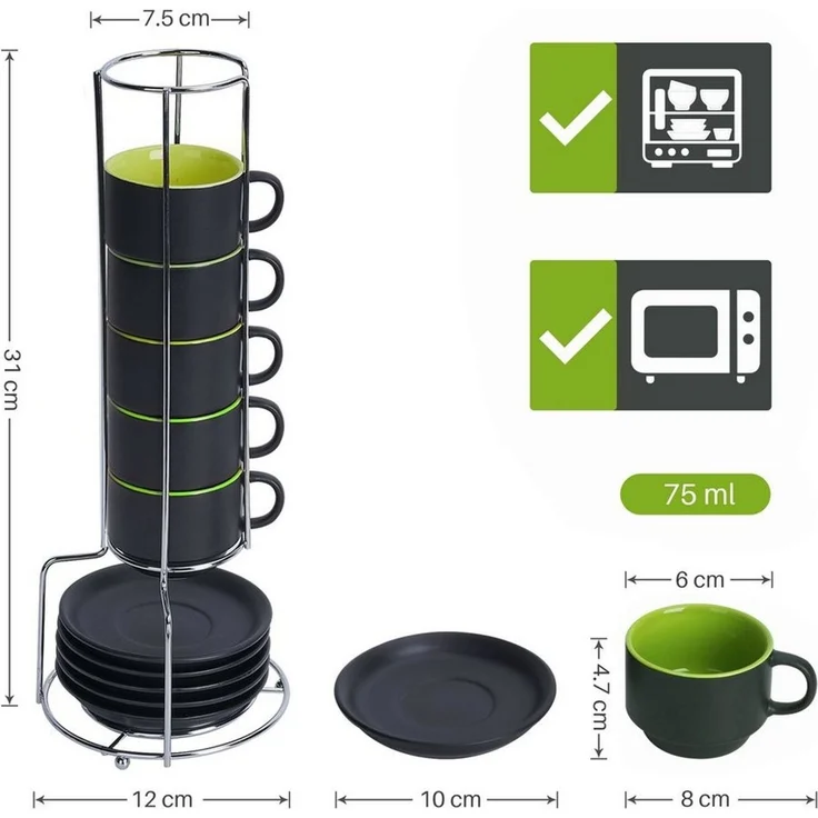 MiaMio Espressotasse Espressotassen Set Le Papillon Kollektion (6 x 75ml) – Bild 2
