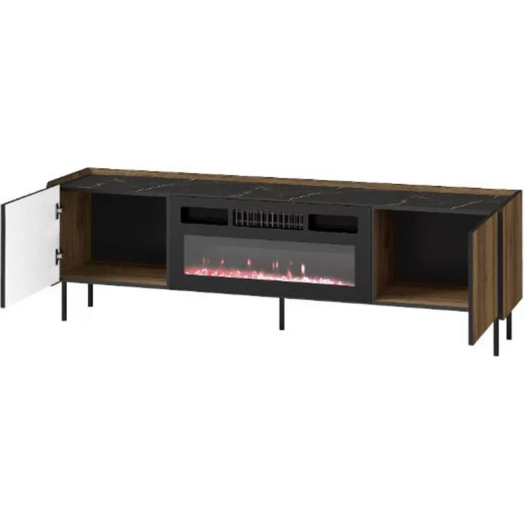 Compleo TV-Schrank zweitürig mit Elektrische Kamin COMO, Realistische LED-Flamme Modern Wohnzimmer – Bild 2