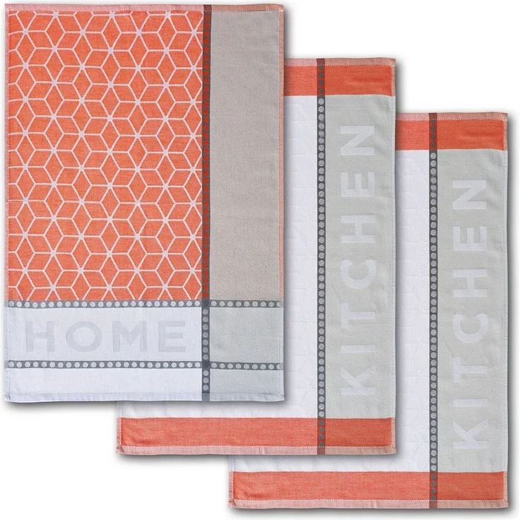 Dyckhoff Geschirrtuch HOME & KITCHEN, Maße je Tuch ca. 50x70 cm, aus 100% Baumwolle, (Set, 3-tlg), mit zwei verschiedenen Motiven – Bild 5