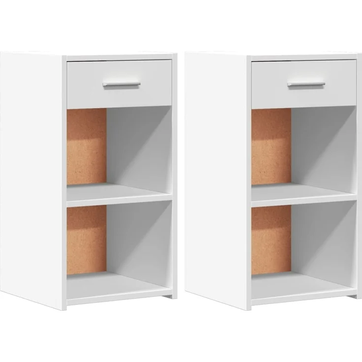 2er-Set Nachttische, Beistelltische Schlafzimmer Weiß 35x34x65 cm Holzwerkstoff – Bild 1
