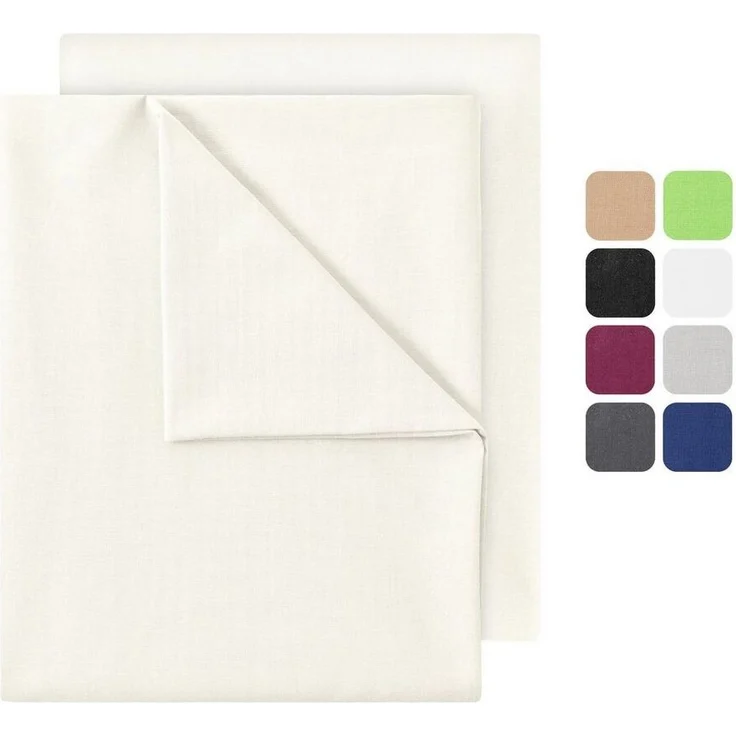 GREEN MARK Textilien Betttuch gewebtes Leintuch Betttuch, 100% Baumwolle, Gummizug: ohne, (1 Stück), weich und pflegeleicht, viele Variationen, 150x250 cm, Naturweiß – Bild 3
