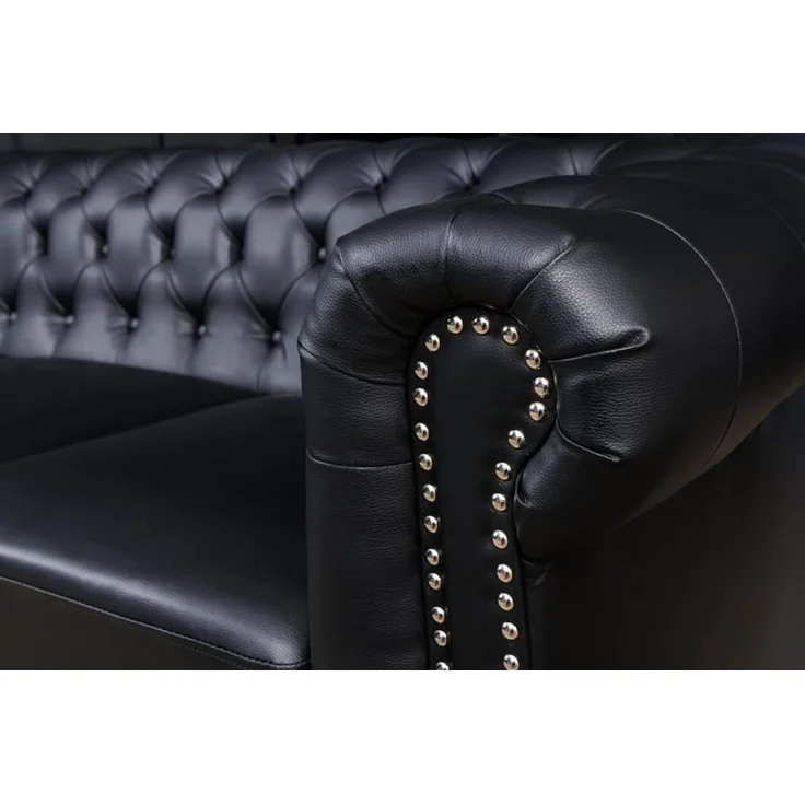 riess-ambiente 3-Sitzer CHESTERFIELD 205cm schwarz, Einzelartikel 1 Teile, Wohnzimmer · Sofa · Kunstleder · Holz · Federkern · Design – Bild 4