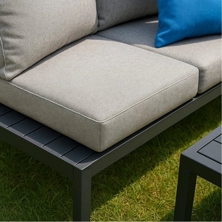 Greemotion Gartenlounge-Set Loungeset Outdoor [Samoa] Loungemöbel-Set Garten, (inkl. Auflagen), Farbe Schwarz/Grau – Bild 2