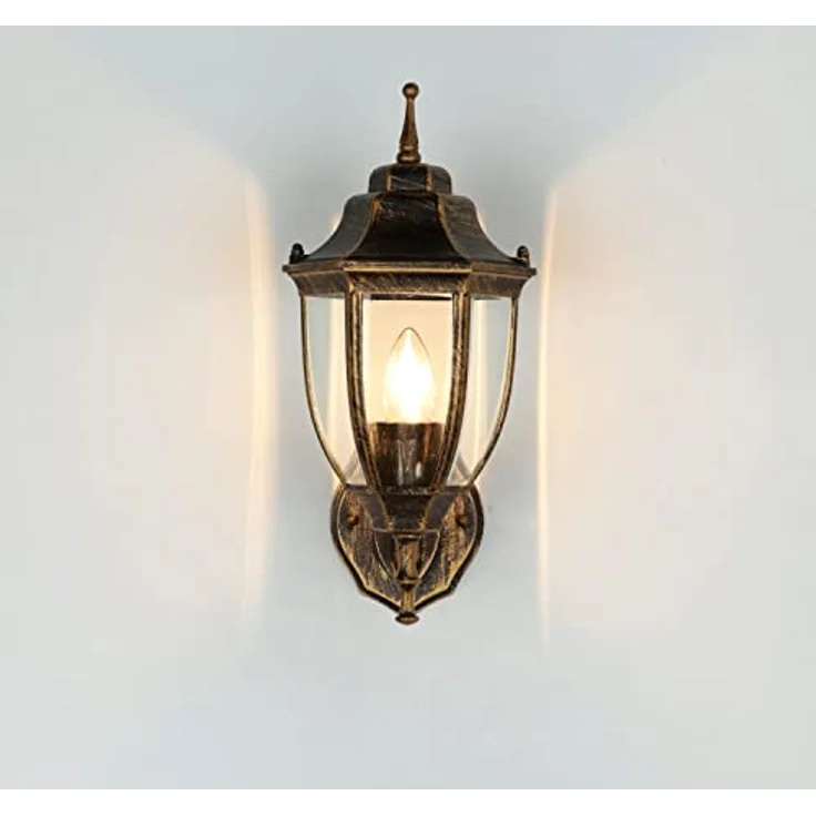 Licht-Erlebnisse Lyon, Wandlampe Außen in Schwarz-Kupfer, dekorative E27 Laterne mit IP44, Höhe 355 mm, geeignet für LED – Bild 5