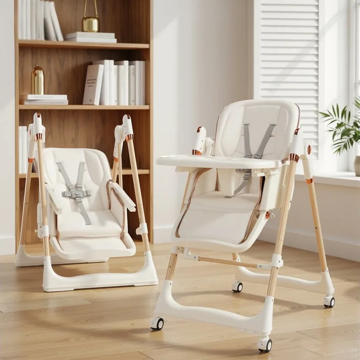 oyajia Hochstuhl Kinderstuhl Stuhl Baby Kinderstuhl Klappbar mit Esstablett (Baby & Kinder Hochstuhl Babyliege Höhenverstellbar, Räder Klappbar), mit Liegefunktion 0-36 Monate