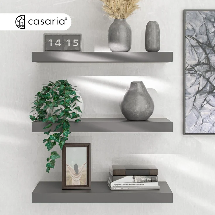 CASARIA® 3x Wandregal 110cm Holz Matt Grau Regal – Bild 7