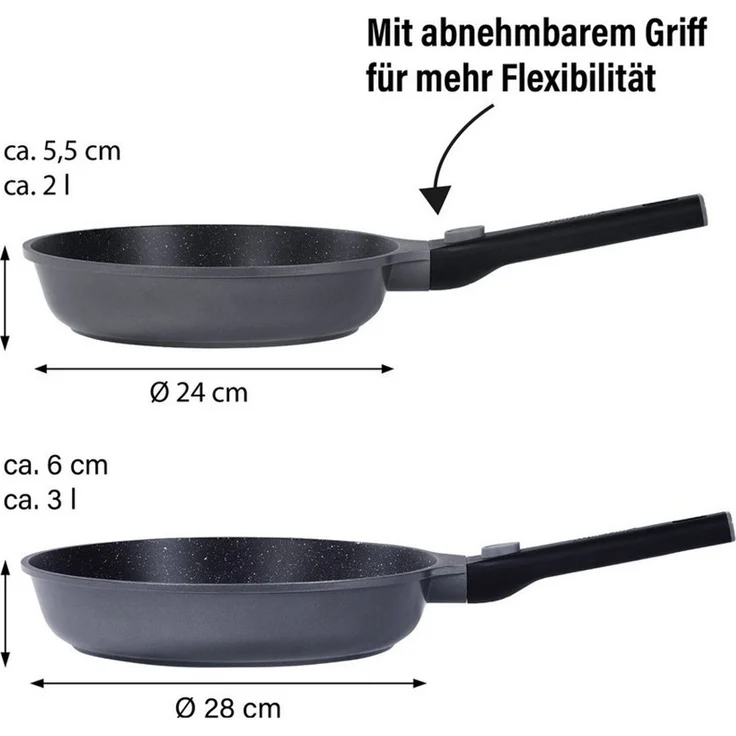 STONELINE Pfannen-Set, Aluminiumguss (2-tlg), mit echten Steinpartikeln, induktionsgeeignet, Designed in Germany – Bild 3