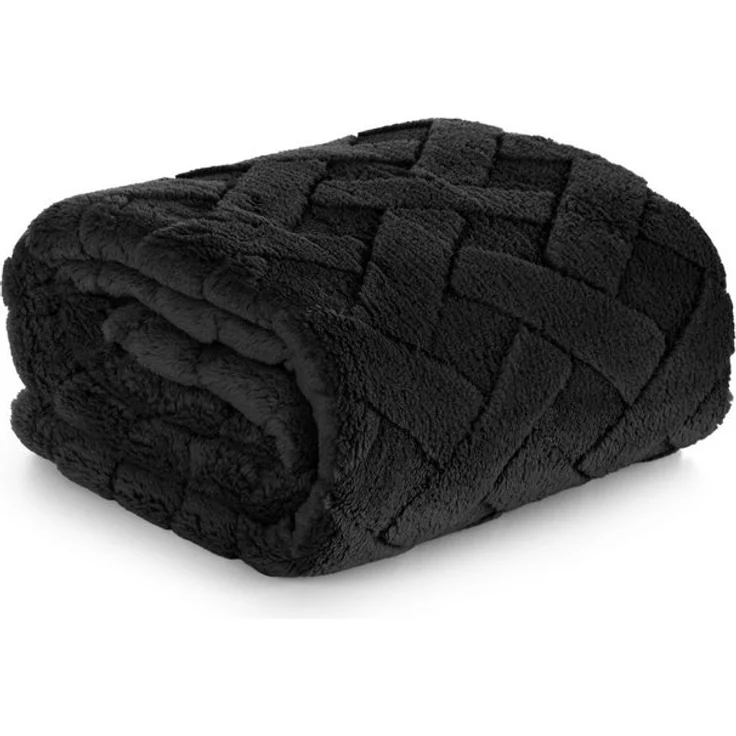 Wohndecke CARO Design91 Karierte Kuscheldecke ideales Geschenk Weiche warme Decke 70x160 cm schwarz – Bild 4