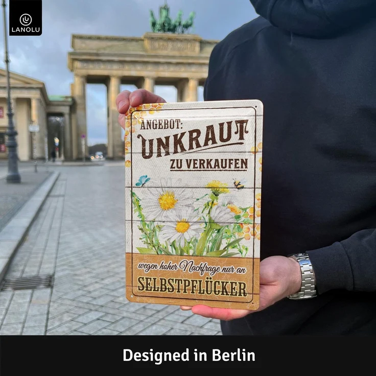 LANOLU Blechschild Unkraut zu Verkaufen - 20x30cm – Metall – Mehrfarbig – 20211 – Bild 2