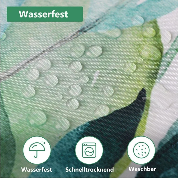 FOUORTUNATE-BEE Duschvorhang Blumen Duschvorhänge mit 12 Haken, Polyster Wasserdicht Duschvorhang Breite 180 cm (für Badezimmer, Beschwerter Saum, Badewannen Hotelvorhang, Maschinenwaschbar, Schnell Trocknend) – Bild 4