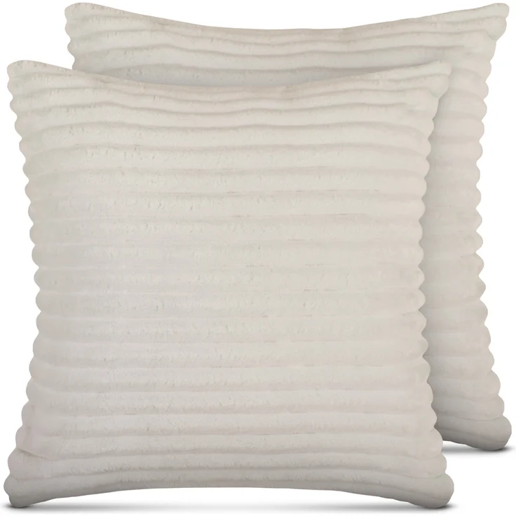 Sofakissen 50x50cm ( 2er Pack / Creme ) Cord Optik - Kuschelig weicher Bezug mit Reißverschluss - Kissen - Öko Tex - Sofakissen, Dekokissen – Bild 1