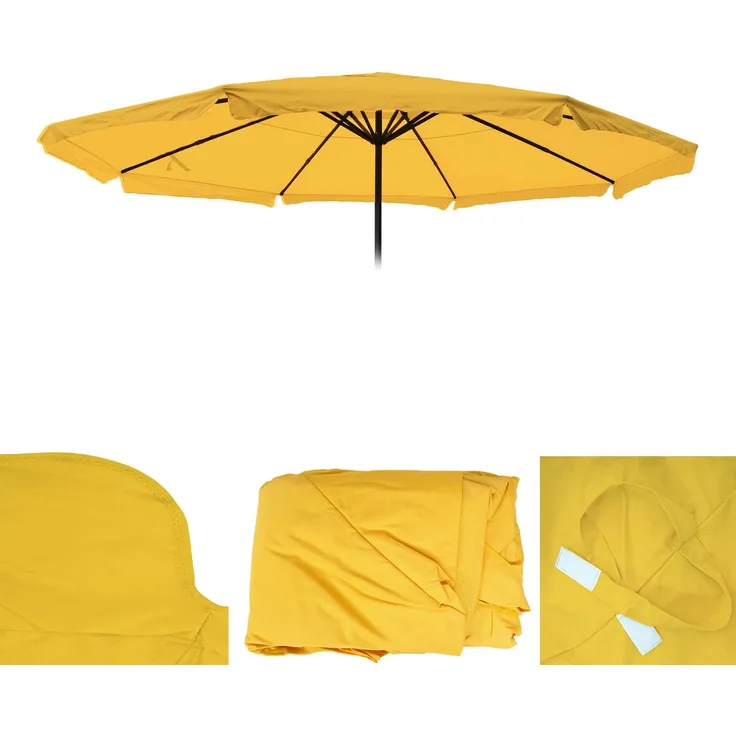 Ersatz-Bezug für Sonnenschirm Meran Pro, Gastronomie Marktschirm mit Volant Ø 5m, Polyester ~ gelb