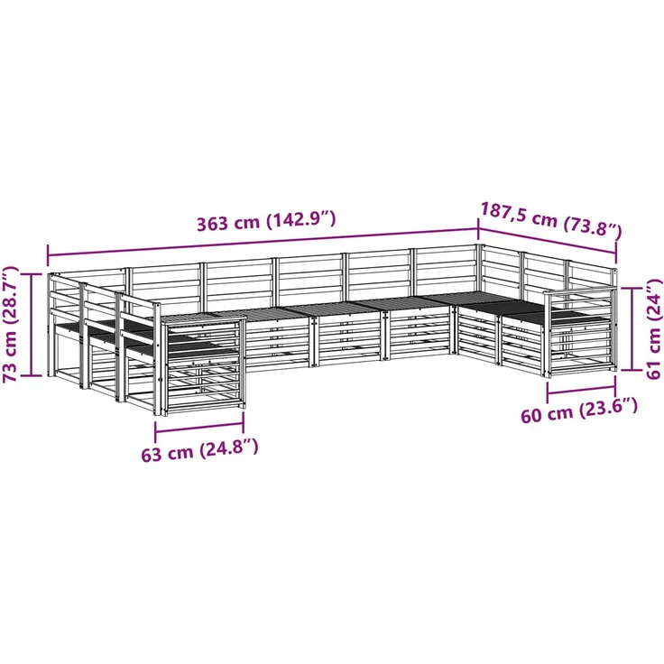 vidaXL Outdoor-Sofagarnitur 10 stk. 10-Sitzer Weiß Massivholz Akazie 3392594 – Bild 8