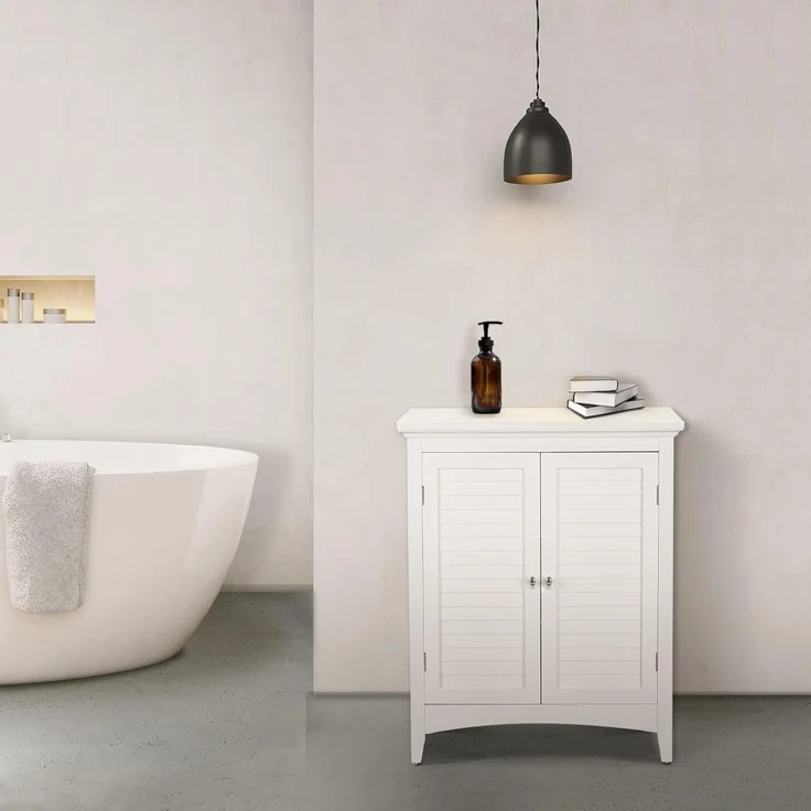 Versanora ELG-585 Badezimmer-Fußboden-Kabinett, MDF, Weiß, 66.04 x 33.02 x 81.28 cm – Bild 2
