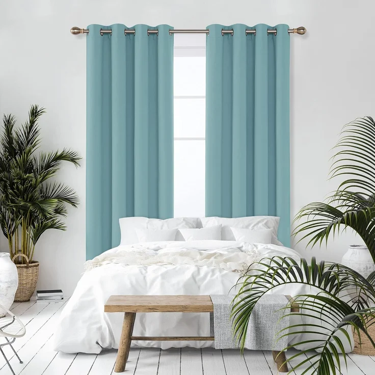 Deconovo Verdunkelungsvorhang Kälteschutz Gardinen Schlafzimmer Vorhang Blickdicht, 260x140 cm(HöhexBreite), Himmelblau, 2er Set – Bild 5
