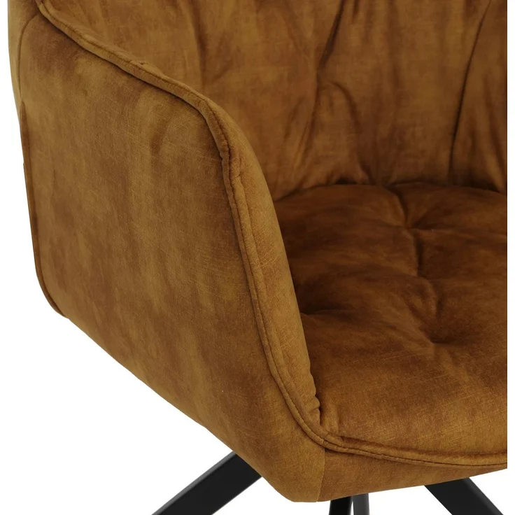 2er-Set Esszimmerstuhl HWC-L80, Küchenstuhl Armlehne drehbar Auto-Return Samt 440g/m² ~ Wildleder-Optik senfgelb – Bild 6