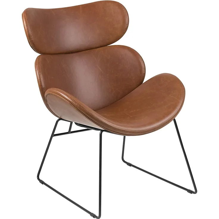 Loungesessel CAZAR, Lederlook in Vintage cognac