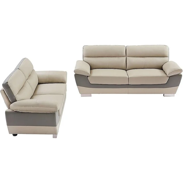 Vente-unique - FRANCESCA Couchgarnitur Leder Schokoladenbraun - B 85 cm x H 86 cm x L 210 cm170 cm – Bild 4