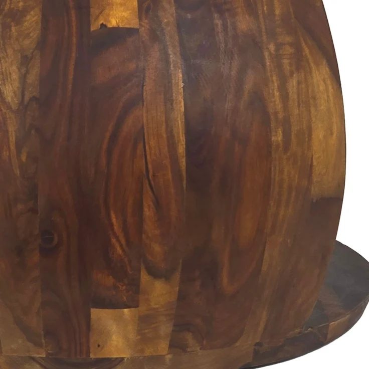 FineBuy Couchtisch Sheesham Massivholz rund 60cm · Wohnzimmertisch mit Ablagefach · Handgefertigter Sofatisch aus Echtholz im natürlichen Landhaus Design – Bild 5