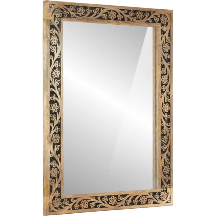Badspiegel, Badezimmerspiegel 50x70x2,5 cm Massivholz Mango und Glas – Bild 1
