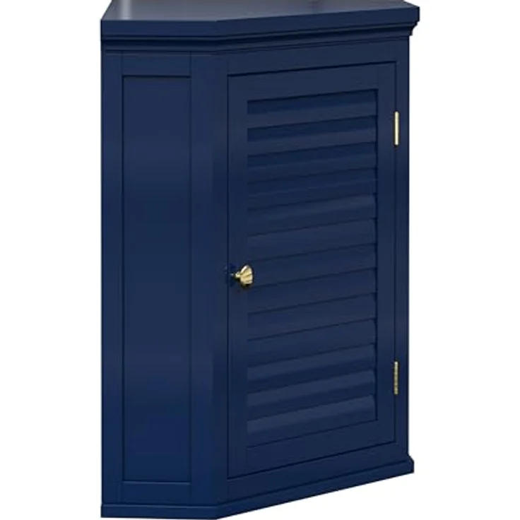 Elegant Home Fashions Glancy Eck Wandschrank abnehmbar Navy Lamellentür – Bild 7