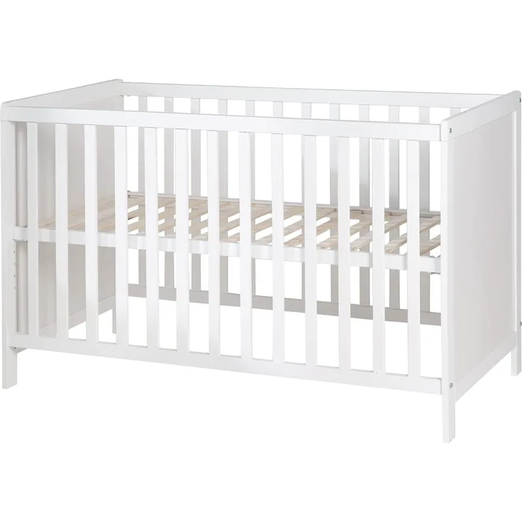 roba Beistell- & Babybett 60 x 120 - inkl. Lattenrost - Höhenverstellbar - 5 Schlupfsprossen - Weiß