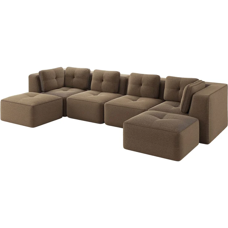DESVIAE Sofa modular als Ecksofa, Cord, Braun, mit rutschfestem Standfuß, 386 x 177 x 69 cm – Bild 7