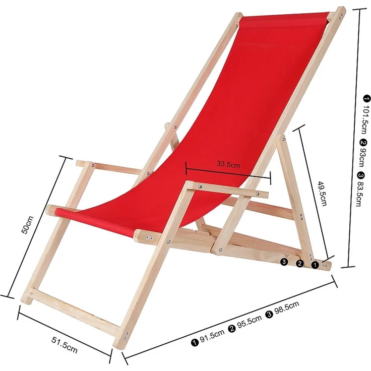 Sonnenliege Armlehne Anthrazit Strand Campingstuhl Holz klappbar Faltsitz Balkon – Bild 6