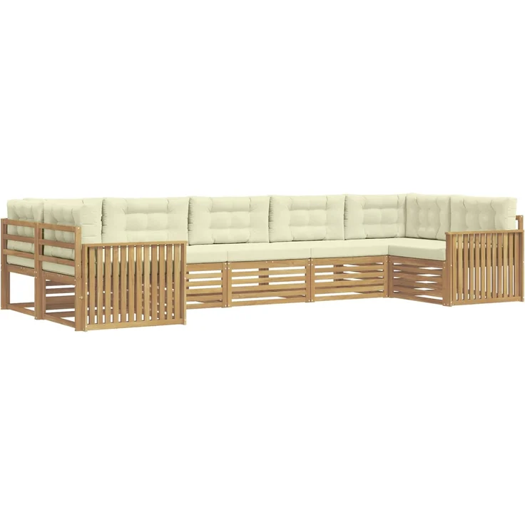 vidaXL Outdoor-Sofagarnitur 7 stk. 7-Sitzer Weiß und Creme 3391080 – Bild 2