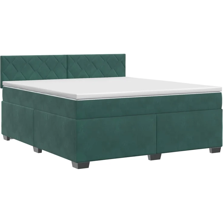 vidaXL Boxspringbett mit Matratze Dunkelgrün 140 x 190 cm Samt 3450719 – Bild 2