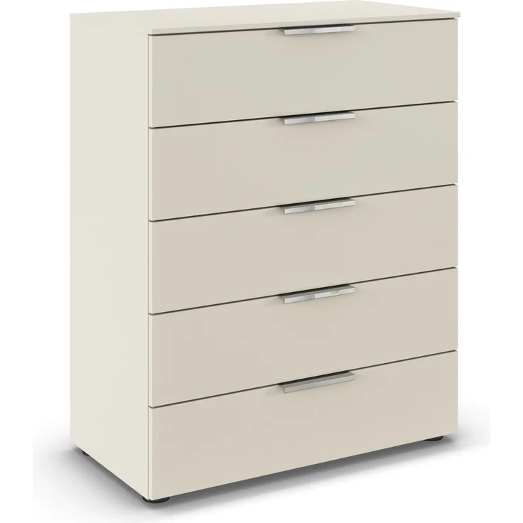 Rauch Möbel Flipp, Kommode für Schlafzimmer, Kinderzimmer, Wohnzimmer, Jugendzimmer, Flur, Garderobe, 5 Schubladen, mit Softclose Funktion, Farbe Beige, Breite 80 cm