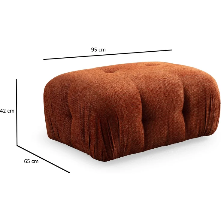 Atelier Del Sofa Stylish Orange Pouffe with Beech Wood Frame, 95 x 65 x 75 cm | Soft 100% Polyester Fabric, Includes Pillows, Black Plastic Legs | Perfect for Modern Living Spaces – Bild 2
