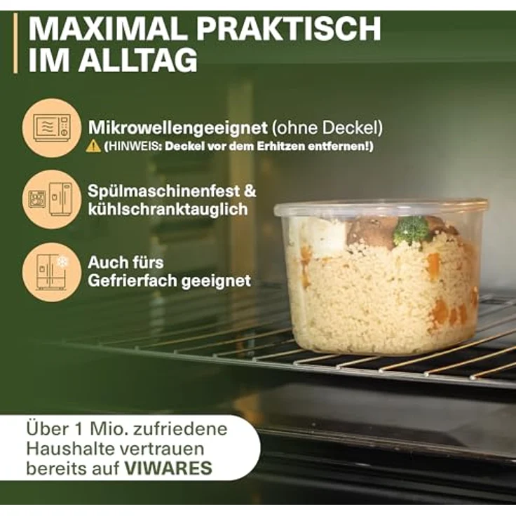 Viwares Vorratsdosen mit Deckel Luftdicht, 12er Vorratsbehälter Set BPA-Frei, Vorratsdose zur Müsli Mehl Aufbewahrung Küche, Praktische Organizer Küche, Frischhaltedosen für Lebensmittelaufbewahrung – Bild 6