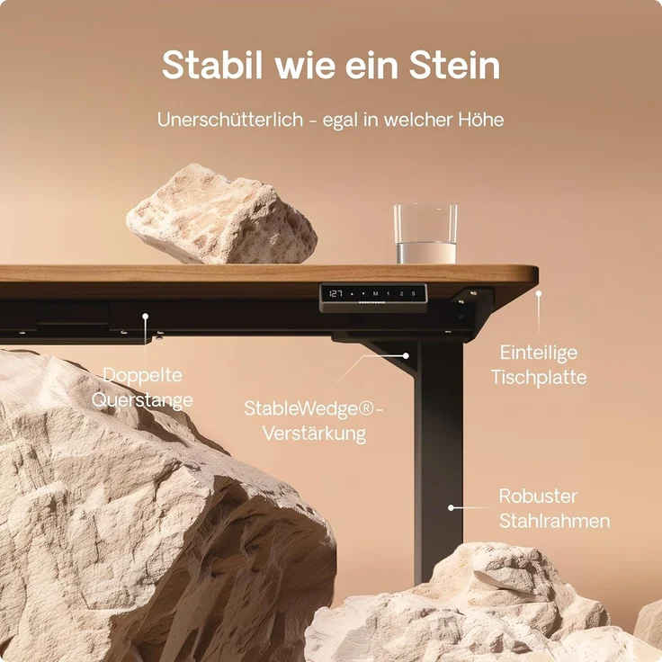 Höhenverstellbarer Schreibtisch - Höhenverstellbar Elektrisch mit Flüsterleisem Dual-Motor & Touchscreen - Hohe Tragfähigkeit - Stehtisch von Desktronic, Schwarz + Nussbaum, 180x80 cm – Bild 4
