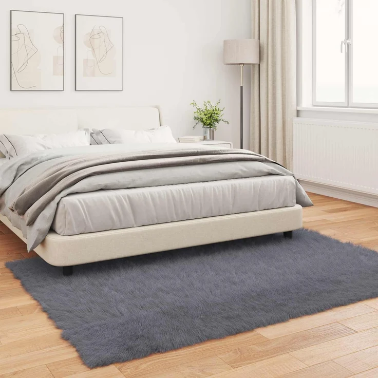 vidaXL Kunstschaffell Teppich Tafalla Anthrazit 160 x 230 cm Polyester 42021594 – Bild 3