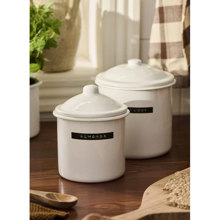 Ib Laursen - Dose Krug mit Deckel Vorratsdose H 13cm D 11cm Emaille Weiß 0470-11 – Bild 3