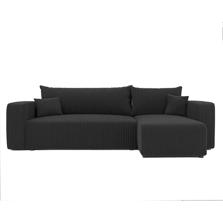 3-Sitzer-Ecksofa mit Schlaffunktion, Stauraum & beidseitig montierbarer Récamiere, Kohleschwarz, 200 x 125 cm – Bild 1