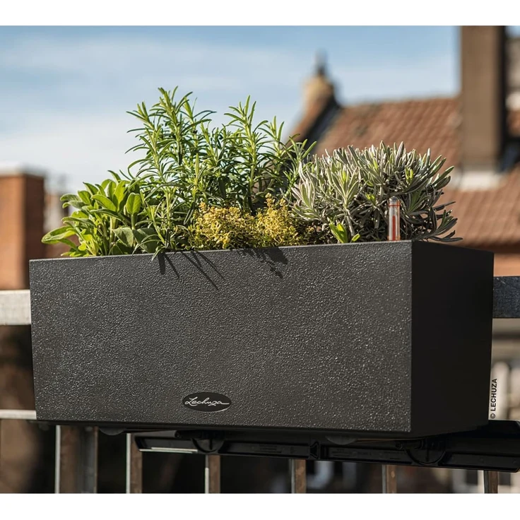LECHUZA Blumenkasten BALCONERA Stone 50 ALL-IN-ONE Schwarz 425627 – Bild 7